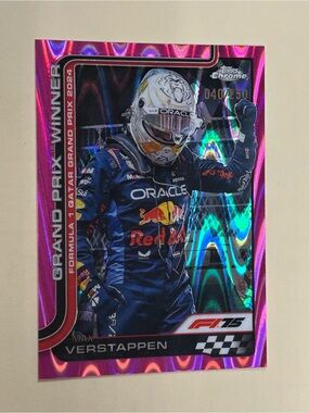 Topps Chrome Max Verstappen Pink Holographic Racing Card
